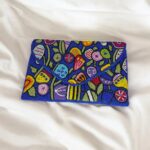 Blue with colorful beaded envelope clutch handmade crossbody bag