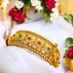 Swarnika Anmol Bracelet - Gold oxidized, Emerald & Ruby Style Stones