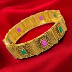 Swarnika Ratna Grande Cuff adjustable matt gold ethnic bracelet