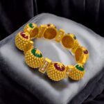 Swarnika Signature Meena Cuff adjustable matt gold ethnic bracelet