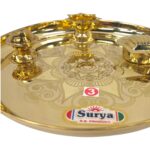 Close up of Laser etched Brass thali set