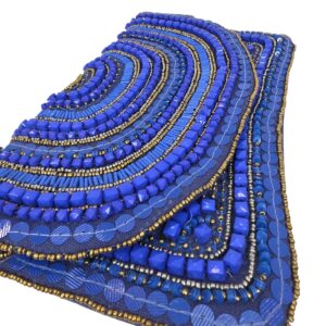 Close up of the beaded clutch purse with cross body chain string