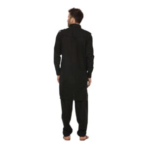 Black Cotton Salwar - Ethnic Wear for Men - Back View
