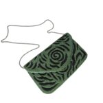 Handmade beaded clutch purse with metal chain strap