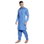 Traditional Pathani suit men regular fit - solid blue color