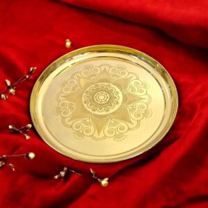 Brass pooja thali laser etched 11 inches