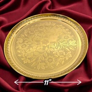Brass Pooja Thali | Laser Engraved - 11 inches