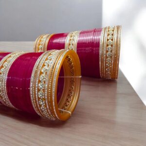 Close up of Bridal chura set bangle set