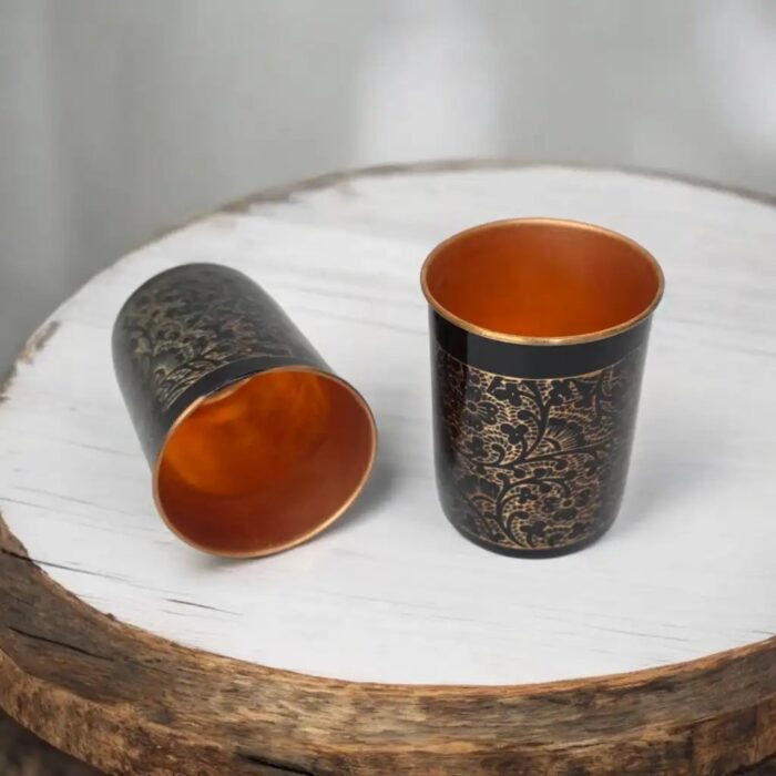 Printed Copper drinking glass | Set of 2 Copper Glass