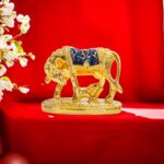 Gold Plated Kamdhenu Idol - Blue | Small Idol