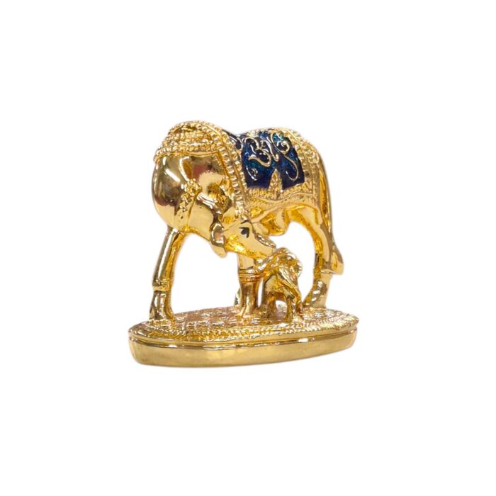 Side profile view of Kamdhenu Idol - Cow with calf