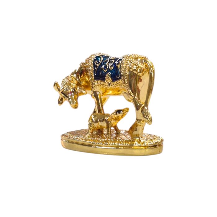 Side profile view of Kamdhenu Idol - Cow with calf