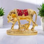 Gold plated Kamdhenu Cow Idol | Annapurna Cow with calf