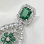 Swarnika Series designer green earrings close up