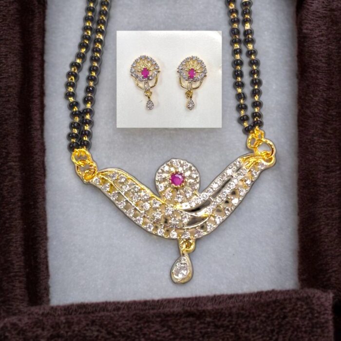 Mangalsutra with Earrings set | Mangalsutra with AD stone pendant