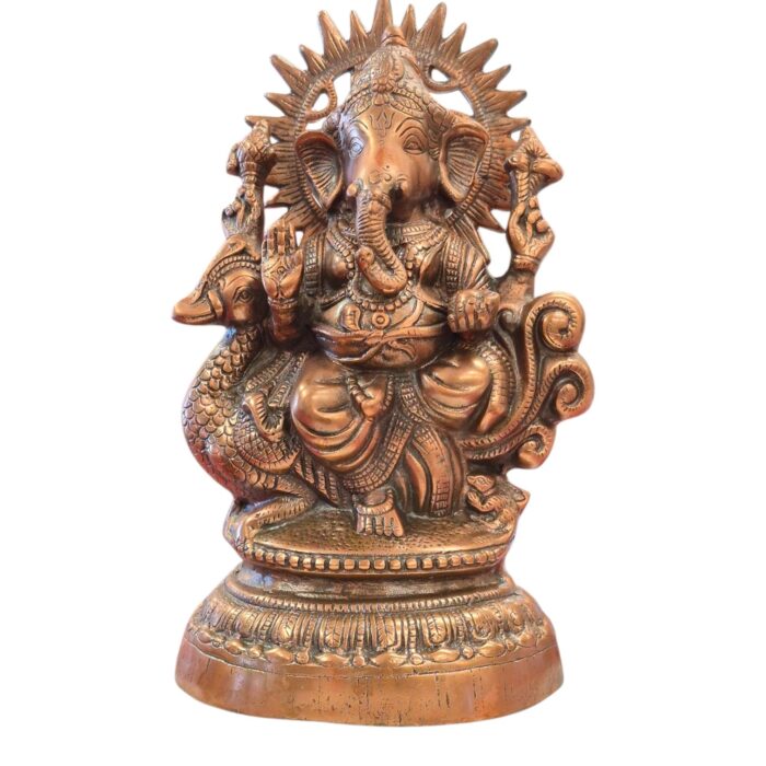 Top profile view of Metal copper Ganesha