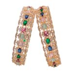 Close up of Multicolor Navratna stones on Swarnika bangle set