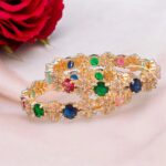 Navratna Bangle Set gold finish multicolor stone bangles