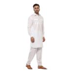 Traditional white Pathani suit men regular fit