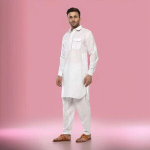 White cotton Pathani suit for men | Buy white Pathani suit online in Canada